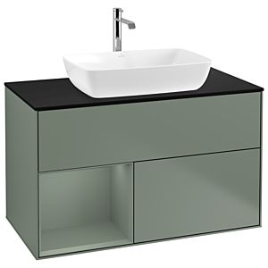 Villeroy and Boch Finion Villeroy and Boch Finion G772GMGM 100cm, cover plate black matt, Emotion, shelves olive matt lacquer, Olive Matt Lacquer