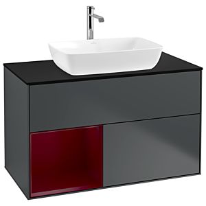 Villeroy et Boch Finion Villeroy et Boch G772HBHG 100cm, couvercle noir mat, Emotion, étagères Peony laqué mat, Midnight Blue Matt Lacquer