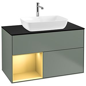Villeroy and Boch Finion Villeroy and Boch Finion G772HFGM 100cm, cover plate black matt, Emotion, shelves gold matt lacquer, Olive Matt Lacquer