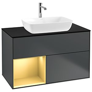 Villeroy and Boch Finion Villeroy and Boch Finion G772HFHG 100cm, cover plate black matt, Emotion, shelves gold matt lacquer, midnight Blue Matt Lacquer