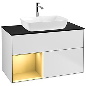 Villeroy and Boch Finion Villeroy and Boch Finion G772HFMT 100cm, cover plate black matt, Emotion, shelves gold matt lacquer, white matt lacquer