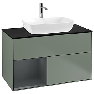 Villeroy and Boch Finion Villeroy and Boch Finion G772HGGM 100cm, cover plate black matt, Emotion, shelves Midnight matt lacquer, Olive Matt Lacquer