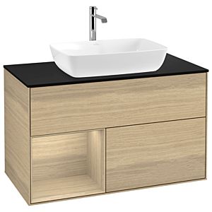 Villeroy et Boch Finion Villeroy et Boch G772PCPC 100cm, plaque de recouvrement noir mat, emotion, étagères Oak Veneer , Oak Veneer