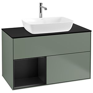 Villeroy and Boch Finion Villeroy and Boch Finion G772PDGM 100cm, cover plate black matt, Emotion, shelves black matt lacquer, Olive Matt Lacquer