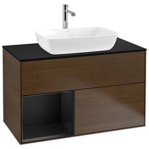 Villeroy and Boch Finion Villeroy and Boch Finion G772PDGN 100cm, cover plate black matt, Emotion, shelves black matt lacquer, walnut veneer