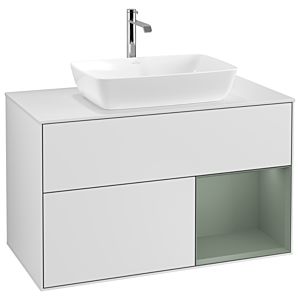 Villeroy and Boch Finion Villeroy and Boch Finion G781GMMT 100cm, cover plate white matt, Emotion, shelves olive matt lacquer, white matt lacquer