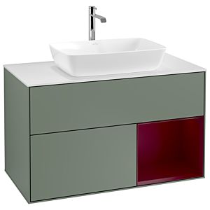 Villeroy and Boch Finion Villeroy and Boch Finion G781HBGM 100cm, cover plate white matt, Emotion, shelves Peony matt lacquer, Olive Matt Lacquer