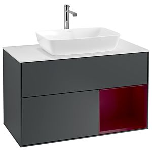 Villeroy und Boch Finion Waschtischunterschrank G781HBHG 100cm, Abdeckplatte white matt, Emotion, Regale Peony matt lacquer, Midnight Blue Matt Lacquer