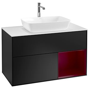 Villeroy und Boch Finion Waschtischunterschrank G781HBPD 100cm, Abdeckplatte white matt, Emotion, Regale Peony matt lacquer, Black matt lacquer