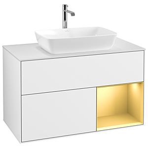 Villeroy and Boch Finion Villeroy and Boch Finion G781HFGF 100cm, cover plate white matt, Emotion, shelves gold matt lacquer, glossy white lacquer