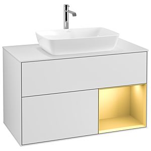 Villeroy and Boch Finion Villeroy and Boch Finion G781HFMT 100cm, cover plate white matt, Emotion, shelves gold matt lacquer, white matt lacquer