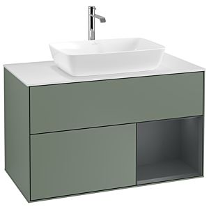 Villeroy and Boch Finion Villeroy and Boch Finion G781HGGM 100cm, cover plate white matt, Emotion, shelves Midnight matt lacquer, Olive Matt Lacquer