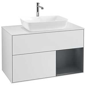 Villeroy and Boch Finion Villeroy and Boch Finion G781HGMT 100cm, cover plate white matt, Emotion, shelves midnight matt lacquer, white matt lacquer