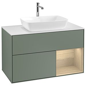 Villeroy and Boch Finion Villeroy and Boch Finion G781PCGM 100cm, cover plate white matt, Emotion, shelves Oak Veneer , Olive Matt Lacquer