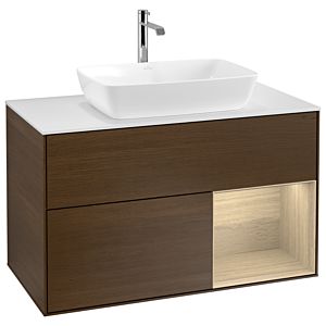 Villeroy et Boch Finion Villeroy et Boch G781PCGN 100cm, plaque de recouvrement blanc mat, emotion, étagères Oak Veneer , placage Oak Veneer