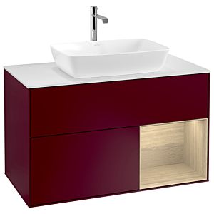 Villeroy und Boch Finion Waschtischunterschrank G781PCHB 100cm, Abdeckplatte white matt, Emotion, Regale Oak Veneer, Peony Matt