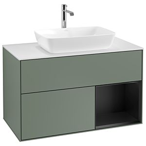 Villeroy and Boch Finion Villeroy and Boch Finion G781PDGM 100cm, cover plate white matt, Emotion, shelves black matt lacquer, Olive Matt Lacquer