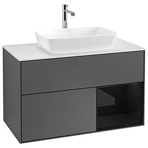 Villeroy and Boch Finion Villeroy and Boch Finion G781PHGK 100cm, cover plate white matt, Emotion, shelves Glossy black lacquer, anthracite matt