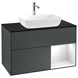 Villeroy and Boch Finion Villeroy and Boch Finion G782GFHG 100cm, cover plate black matt, Emotion, shelves Glossy white lacquer, Midnight Blue Matt Lacquer