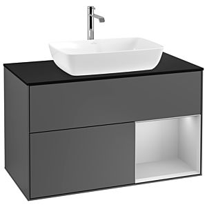 Villeroy and Boch Finion Villeroy and Boch Finion G782GJGK 100cm, cover plate black matt, Emotion, shelves light gray matt lacquer, anthracite matt