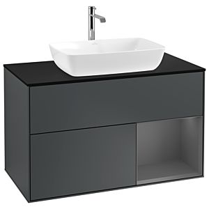 Villeroy und Boch Finion Waschtischunterschrank G782GKHG 100cm, Abdeckplatte black matt, Emotion, Regale Anthracite matt lacquer, Midnight Blue Matt Lacquer