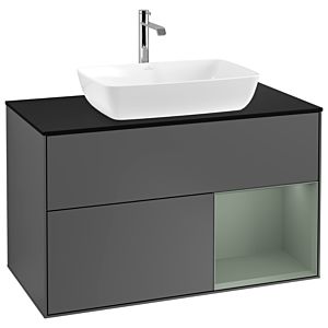 Villeroy and Boch Finion Villeroy and Boch Finion G782GMGK 100cm, cover plate black matt, Emotion, shelves olive matt lacquer, anthracite matt