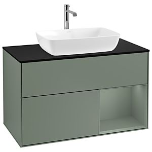 Villeroy and Boch Finion Villeroy and Boch Finion G782GMGM 100cm, cover plate black matt, Emotion, shelves olive matt lacquer, Olive Matt Lacquer