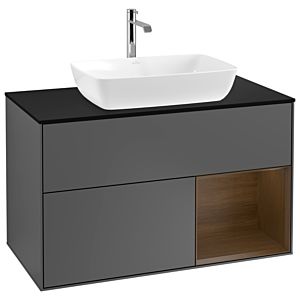 Villeroy et Boch Finion Villeroy et Boch G782GNGK 100cm, plaque de finition noir mat, Emotion, étagères Walnut Veneer , anthracite mat