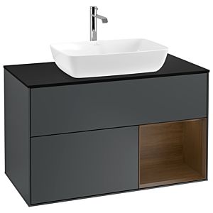 Villeroy and Boch Finion Villeroy and Boch Finion G782GNHG 100cm, cover plate black matt, Emotion, shelves Walnut Veneer , Midnight Blue Matt Lacquer