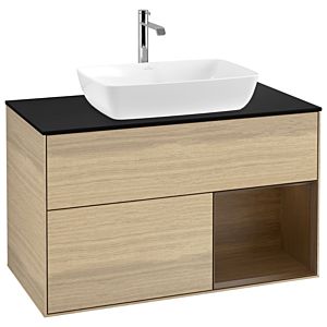 Villeroy and Boch Finion Villeroy and Boch Finion G782GNPC 100cm, cover plate black matt, Emotion, shelves Walnut Veneer , Oak Veneer