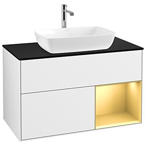 Villeroy and Boch Finion Villeroy and Boch Finion G782HFGF 100cm, cover plate black matt, Emotion, shelves gold matt lacquer, glossy white lacquer
