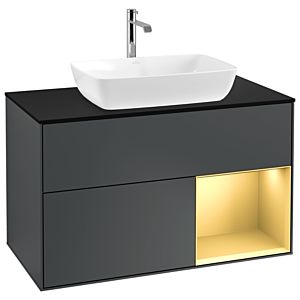 Villeroy and Boch Finion Villeroy and Boch Finion G782HFHG 100cm, cover plate black matt, Emotion, shelves gold matt lacquer, midnight Blue Matt Lacquer