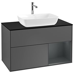 Villeroy and Boch Finion Villeroy and Boch Finion G782HGGK 100cm, cover plate black matt, Emotion, shelves midnight matt lacquer, anthracite matt
