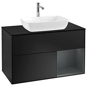 Villeroy und Boch Finion Waschtischunterschrank G782HGPD 100cm, Abdeckplatte black matt, Emotion, Regale Midnight matt lacquer, Black matt lacquer