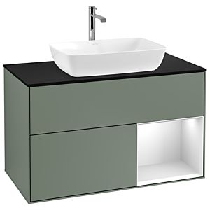 Villeroy and Boch Finion Villeroy and Boch Finion G782MTGM 100cm, cover plate black matt, Emotion, shelves white matt lacquer, Olive Matt Lacquer