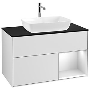 Villeroy and Boch Finion Villeroy and Boch Finion G782MTMT 100cm, cover plate black matt, Emotion, shelves White matt lacquer, White matt lacquer