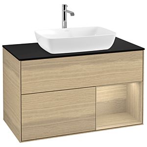 Villeroy and Boch Finion Villeroy and Boch Finion G782PCPC 100cm, cover plate black matt, Emotion, shelves Oak Veneer , Oak Veneer