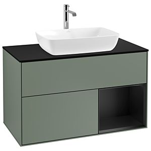Villeroy and Boch Finion Villeroy and Boch Finion G782PDGM 100cm, cover plate black matt, Emotion, shelves black matt lacquer, Olive Matt Lacquer