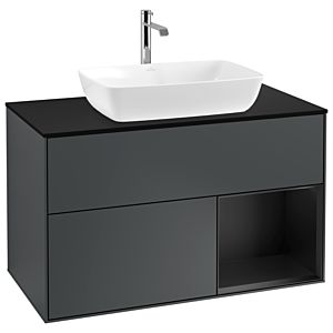Villeroy und Boch Finion Waschtischunterschrank G782PDHG 100cm, Abdeckplatte black matt, Emotion, Regale Black matt lacquer, Midnight Blue Matt Lacquer