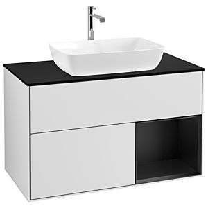 Villeroy and Boch Finion Villeroy and Boch Finion G782PDMT 100cm, cover plate black matt, Emotion, shelves black matt lacquer, white matt lacquer