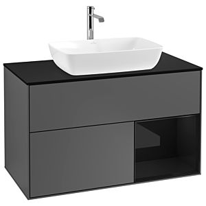 Villeroy and Boch Finion Villeroy and Boch Finion G782PHGK 100cm, cover plate black matt, Emotion, shelves Glossy black lacquer, anthracite matt