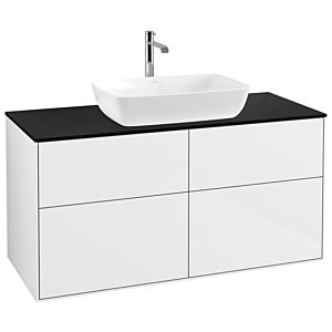 Villeroy und Boch Finion Waschtischunterschrank G79200GF 120x60,3cm, Emotion, Abdeckplatte black matt, Glossy white lacquer