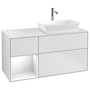Villeroy and Boch Finion Villeroy and Boch Finion G801GFMT 120cm, cover plate white matt, Emotion, shelves glossy white lacquer, white matt lacquer