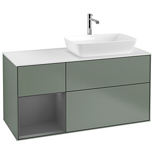 Villeroy and Boch Finion Villeroy and Boch Finion G801GKGM 120cm, cover plate matt white, Emotion, shelves anthracite matt lacquer, Olive Matt Lacquer