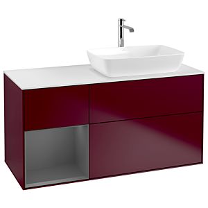 Villeroy und Boch Finion Waschtischunterschrank G801GKHB 120cm, Abdeckplatte white matt, Emotion, Regale Anthracite matt lacquer, Peony Matt