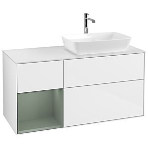 Villeroy and Boch Finion Villeroy and Boch Finion G801GMGF 120cm, cover plate matt white, Emotion, shelves olive matt lacquer, glossy white lacquer