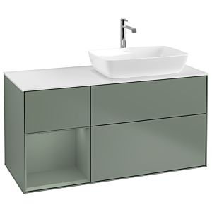 Villeroy and Boch Finion Villeroy and Boch Finion G801GMGM 120cm, cover plate matt white, Emotion, shelves olive matt lacquer, Olive Matt Lacquer