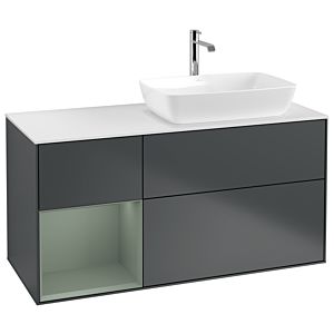 Villeroy und Boch Finion Waschtischunterschrank G801GMHG 120cm, Abdeckplatte white matt, Emotion, Regale Olive matt lacquer, Midnight Blue Matt Lacquer