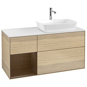 Villeroy und Boch Finion Waschtischunterschrank G801GNPC 120cm, Abdeckplatte white matt, Emotion, Regale Walnut Veneer, Oak Veneer