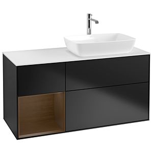 Villeroy and Boch Finion Villeroy and Boch Finion G801GNPD 120cm, white matt Walnut Veneer , Emotion, Walnut Veneer shelves, black matt lacquer